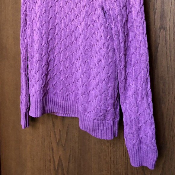Croft & Barrow Women's Cable Knit Ribbed Turtleneck Sweater Medium Purple Cotton - Picture 10 of 15